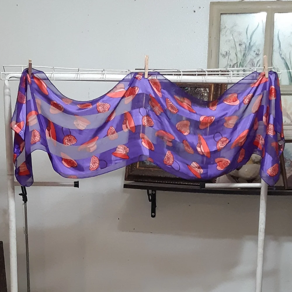 Bundle Of 3 Red Hat society Sheer Scarves Head Covers Fancy Ladies